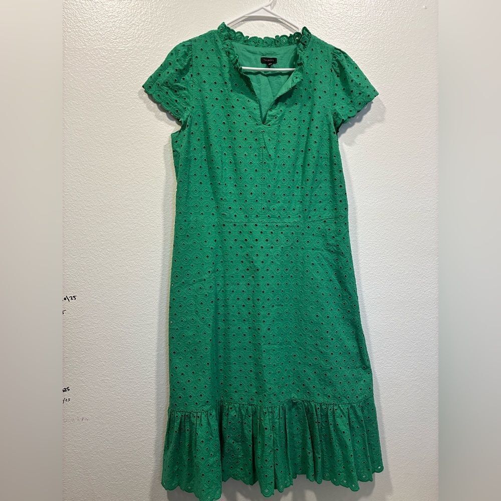 Talbots Vibrant Green Eyelet Midi Dress